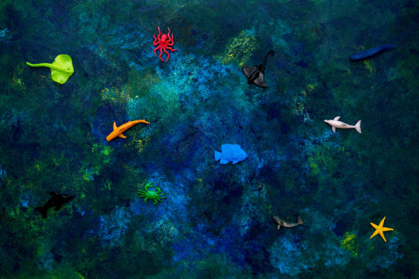 istock Marine life on oil painted background. 1204228390