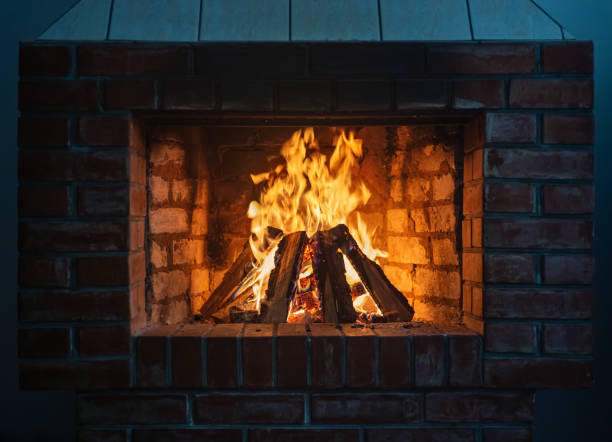 istock Firewood burning in a fireplace close-up 1204229520