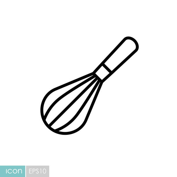 illustrazioni stock, clip art, cartoni animati e icone di tendenza di icona del vettore di miscelazione e frusta - equipment egg beater household equipment kitchen utensil