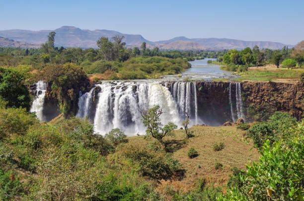 Beautiful view of Blue Nile Falls. Waterfall on the Blue Nile river. Nature and travel. Ethiopia, near Bahir Dar and Lake Tana Amhara Region blue nile stock pictures, royalty-free photos & images