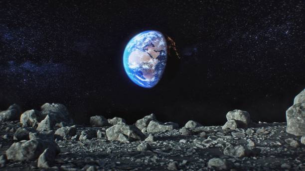 istock Planet Earth seen from the Moon Rocky Surface 1204230706