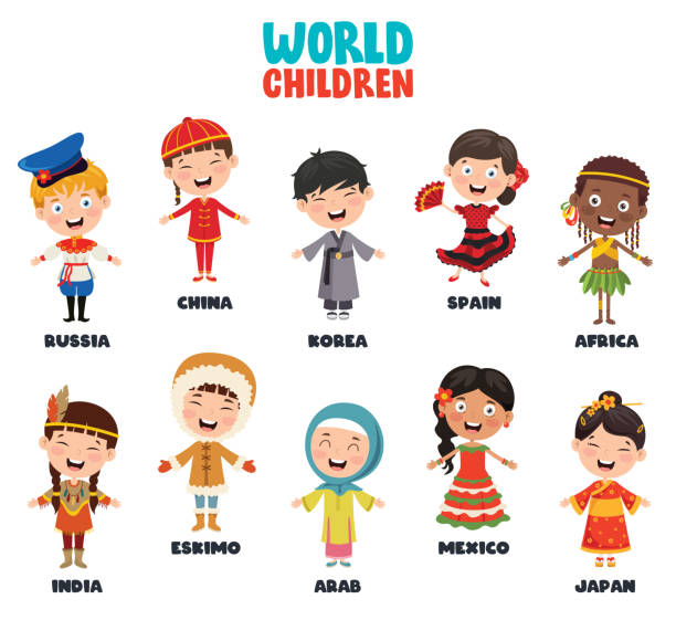 illustrazioni stock, clip art, cartoni animati e icone di tendenza di personaggi multiculturali del mondo - islam child indian culture ethnic