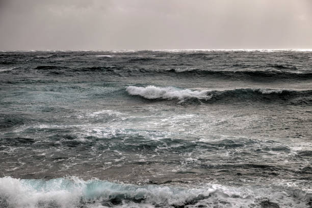 Dramatic seascape on the seashore. Stock Image.