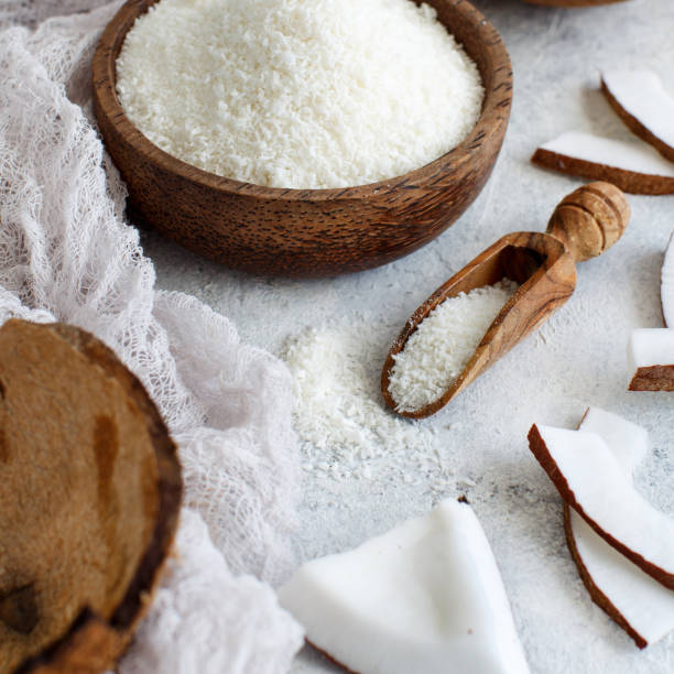 istock Coconut flour in a bowl with a spoon close up 1204240116