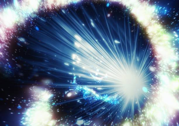 istock Abstract blue light illuminating the dark 1204240315