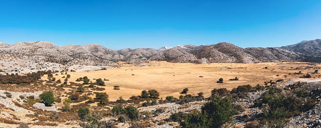 Nida plateau surrounded by mountains (Rethymnon Prefecture, Crete, Greece).