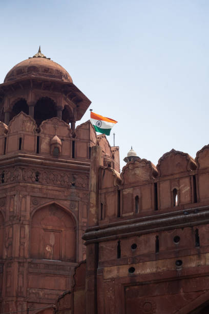istock Indian flag on the Red Fort complex. 1204246635