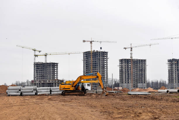 On a sunny day on February 19, 2024, an excavator was working on a road in Shuangliu District, Chengdu City, Sichuan Province
