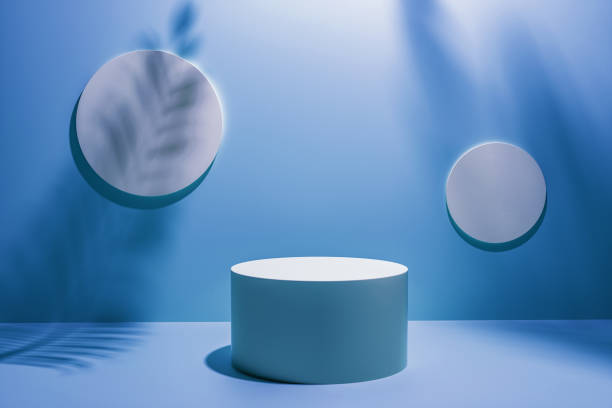 istock Creative layout made of Cosmetic pastel blue background for product presentation 1204251206