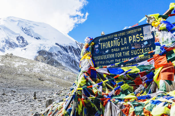 istock Scenic view of mountains prayer flags 1204255513
