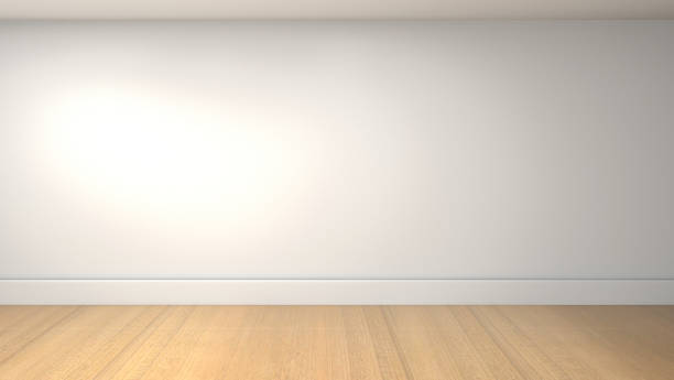istock 3D render illustration of the empty room interior wall with the wooden floor 1204255583