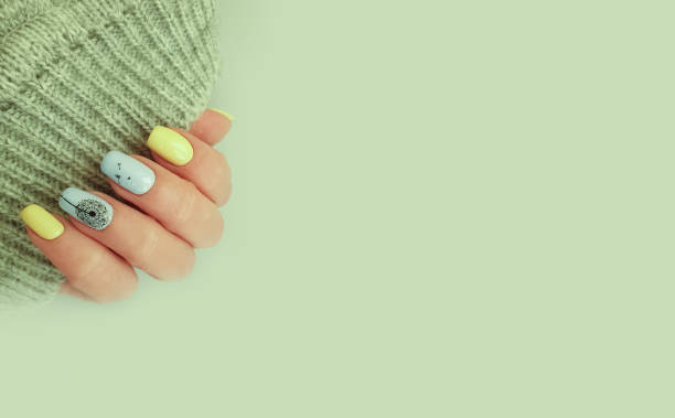 istock female hand beautiful manicure stylish sweater 1204261455