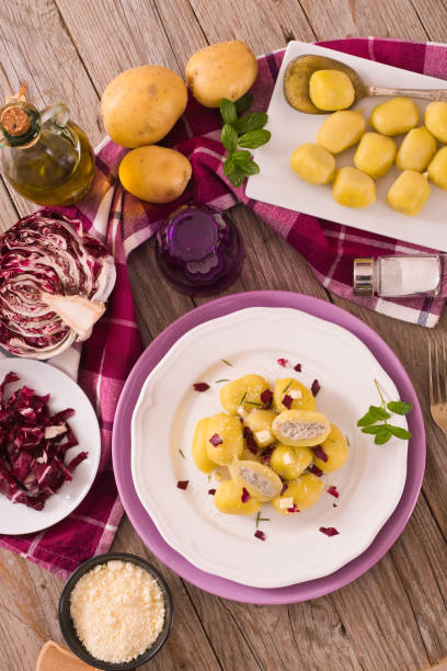 istock Potato gnocchi stuffed with radicchio and ricotta. 1204262795
