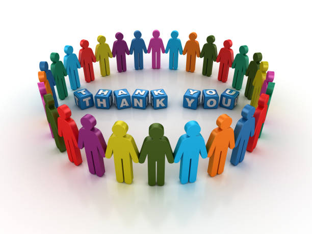 istock Pictogram Teamwork People with THANK YOU Buzzword Cubes - 3D Rendering 1204264593