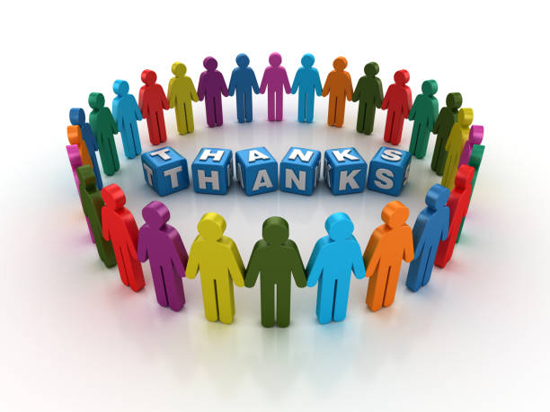 istock Pictogram Teamwork People with THANKS Buzzword Cubes - 3D Rendering 1204264672