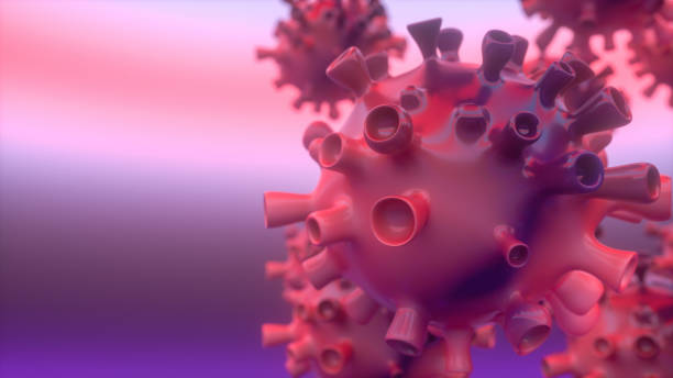 Coronavirus 3d rendering of Coronavirus, bacteria model. Color gradient background. middle east respiratory syndrome stock pictures, royalty-free photos & images