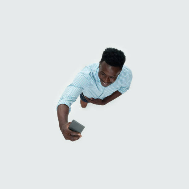 istock Caucasian male photography standing and using mobile phone 1204265742