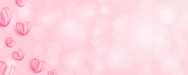 bildbanksillustrationer, clip art samt tecknat material och ikoner med hjärtan bokeh bakgrund banner vektor rosa ros (alla hjärtans dag, bröllop, mödrar dag) - rosa bakgrund