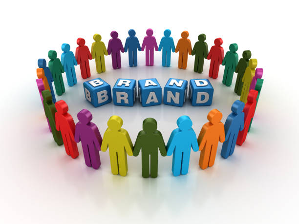 istock Pictogram Teamwork with BRAND Buzzword Cubes - 3D Rendering 1204265867