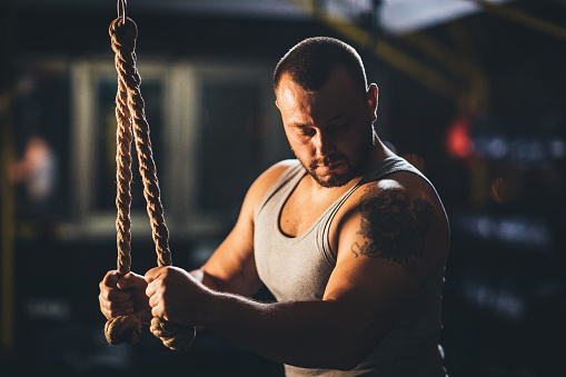 Pull Weight Muscular Man Pulling Weights Stock Photo - Download Image Now - Active ...