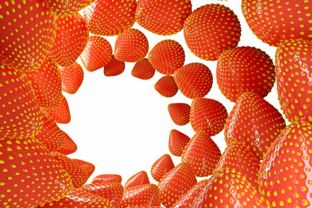 The strawberry berries swirled in a swirl in the shape of a frame for your text and design. realistic 3d illustration isolated on white background
