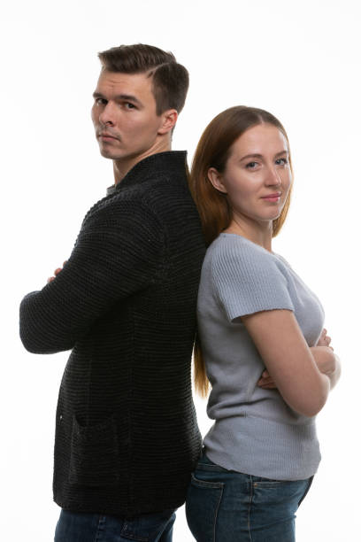 istock The young great stood with his back to each other and looked into the frame 1204270762