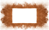 Rectangular Frame made of Cocoa powder isolated on white background with copy space