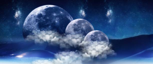 istock The moons fell from heaven in night, art collage 1204280906
