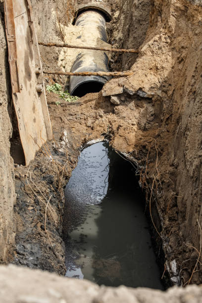 istock replacement of a sewer pipe deep under the ground 1204281694
