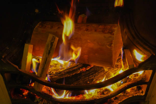 istock Close up of burning logs on a open fire 1204282043