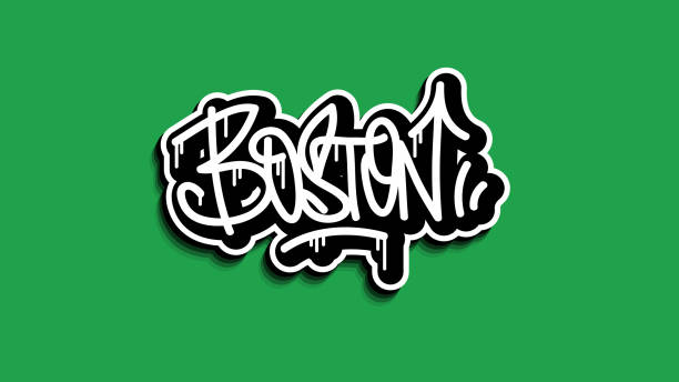 Boston Massachusetts Usa Hand Lettering Graffiti Tag Style Sticker Design. Boston Massachusetts Usa Hand Lettering Graffiti Tag Style Sticker Design pics of a letter t in cursive stock illustrations