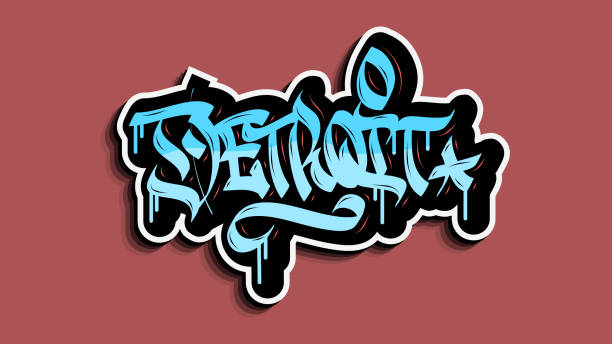 Detroit Michigan Usa Hand Lettering Graffiti Tag Style Sticker Design. Detroit Michigan Usa Hand Lettering Graffiti Tag Style Sticker Design pics of a letter t in cursive stock illustrations