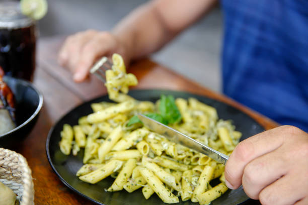 Pasta with basil pesto