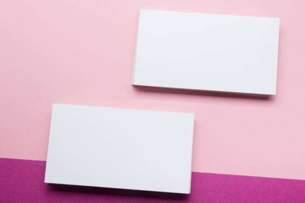 istock Business cards blank. Mockup on color background. Flat Lay. copy space for text 1204291051