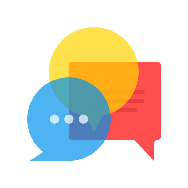 stockillustraties, clipart, cartoons en iconen met chatcommentaar geïsoleerd op witte achtergrond. transparante veelkleurige dialoogbubbels. vectorillustratie. - debat
