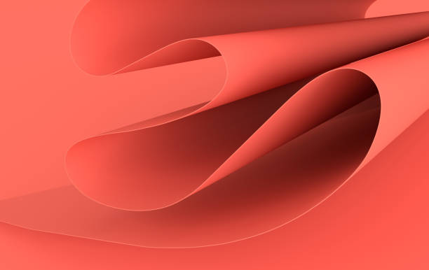 istock Modern paper art abstract background, 3d render paper waves. Realistic trendy craft style. Origami design template. Pastel colored wavy folds 1204297706