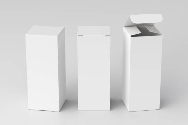 caixa de presente alta e fina em branco com tampa de aba articulada - drink carton - fotografias e filmes do acervo