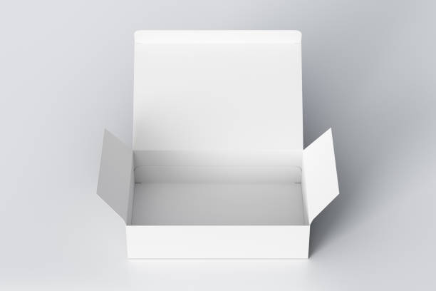 istock Blank wide flat box with hinged flap lid 1204298181