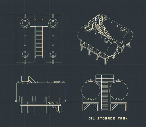 Vector illustration of Oil storage tank