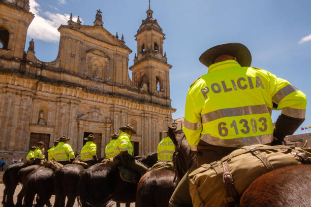 Medellin, Colombia - January 10, 2023: Man photographs his girlfriend on the roof of the Rafael Uribe Cultural Palace