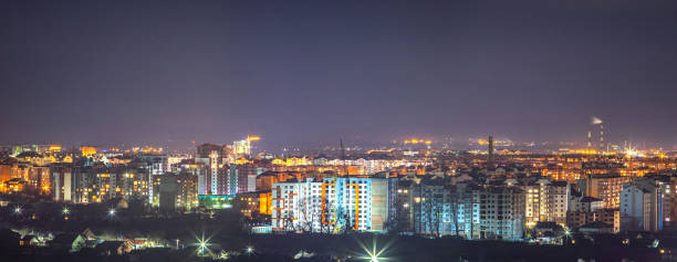 istock Panorama of the night city 1204307811