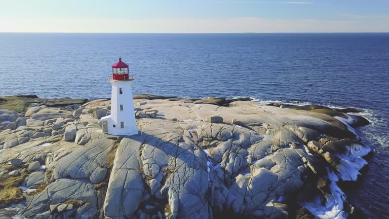 Aerial Drone View - Peggy's Cove Lighthouse