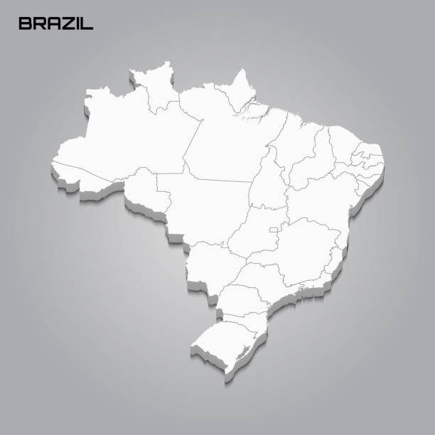 ÐÑÐ½Ð¾Ð²Ð½ÑÐµ RGB Brazil 3d map with borders of regions. Vector illustration regions stock illustrations