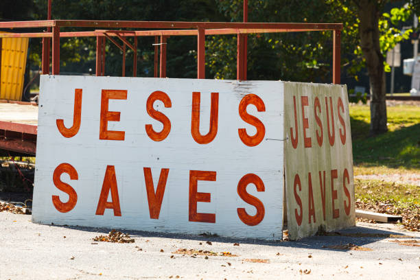 istock Jesus saves sign 1204328054