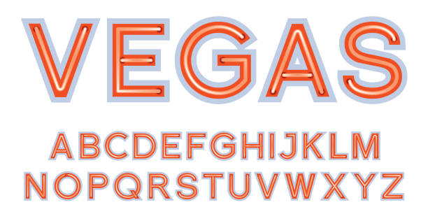 라스베가스 기호 글꼴 - vegas sign 이미지 stock illustrations