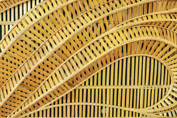 istock modern style pattern for background of wave brown handicraft weave texture bamboo surface wall 1204329885