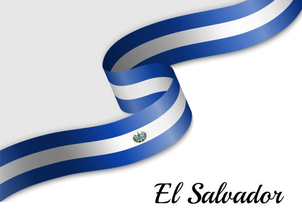 ÐÑновнÑе RGB waving ribbon flag of El Salvador. Template for independence day banner el salvador landmarks stock illustrations
