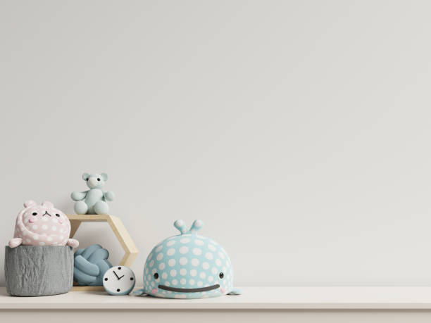istock Mockup wall in the children's room on wall white background. 1204333436