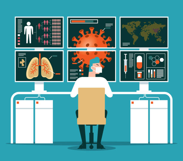 Laboratory - Analyzing Working with dangerous viruses in the laboratory chemical weapons stock illustrations