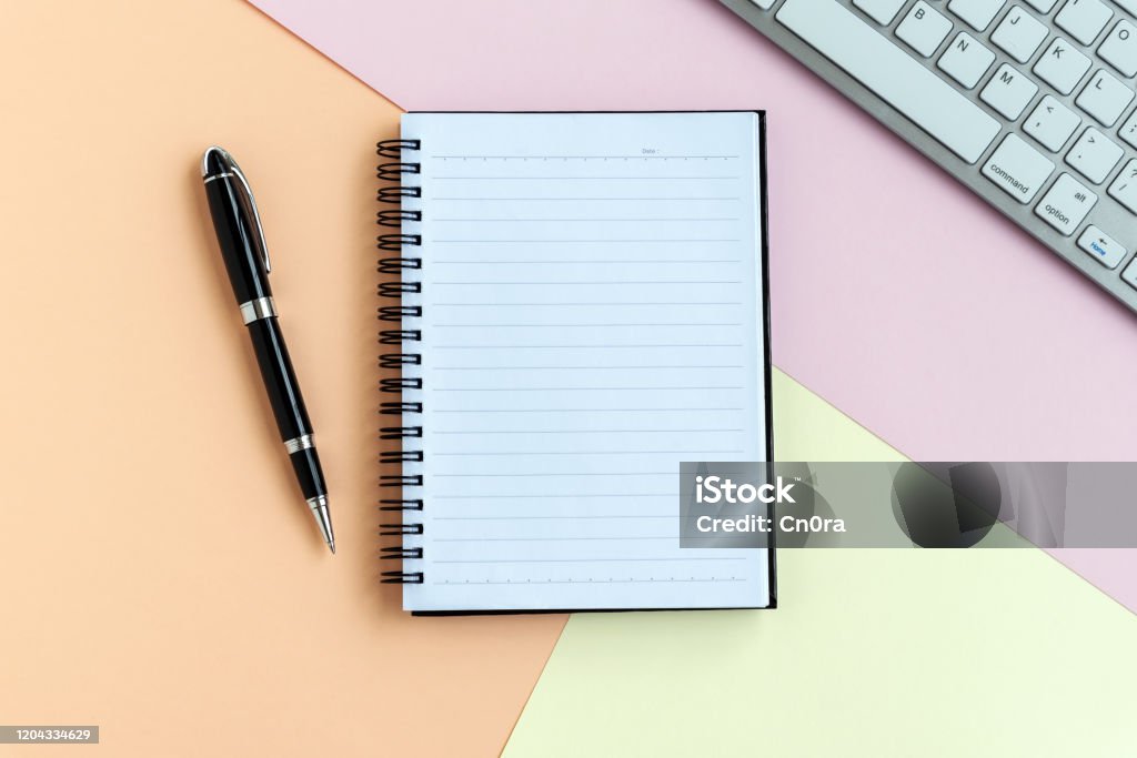 Computer Note Pad Background Notepad Pen Computer Keyboard Background Stock Photo - Download Image ...